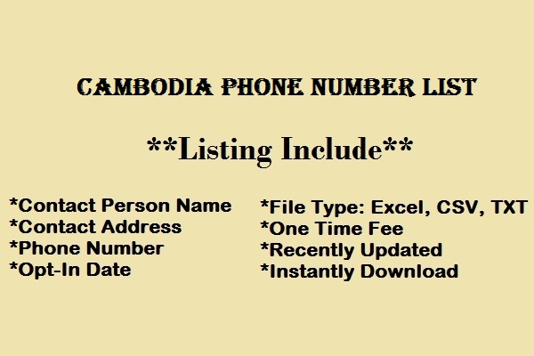 Cambodia phone number list