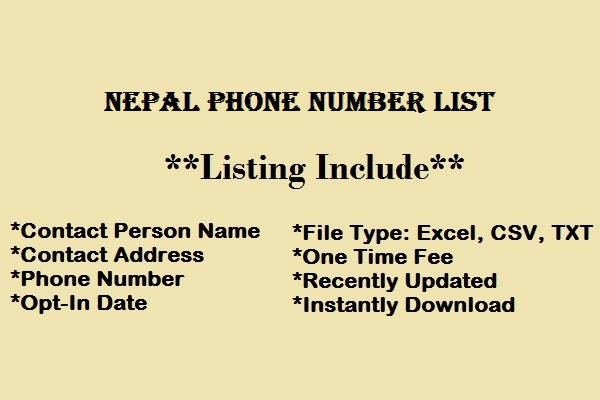 Nepal phone number list