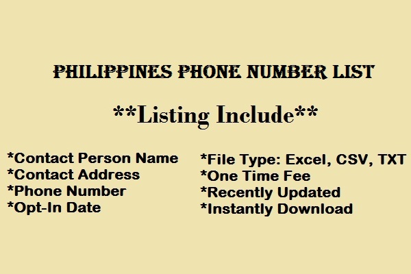 Philippines phone number list